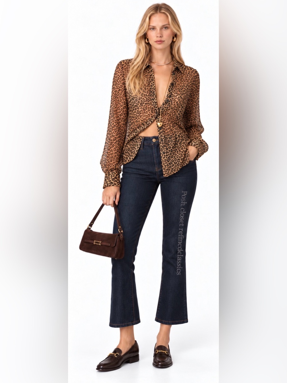 J.Crew Sheer leopard-print button down shirt in crinkle chiffon brown leopard